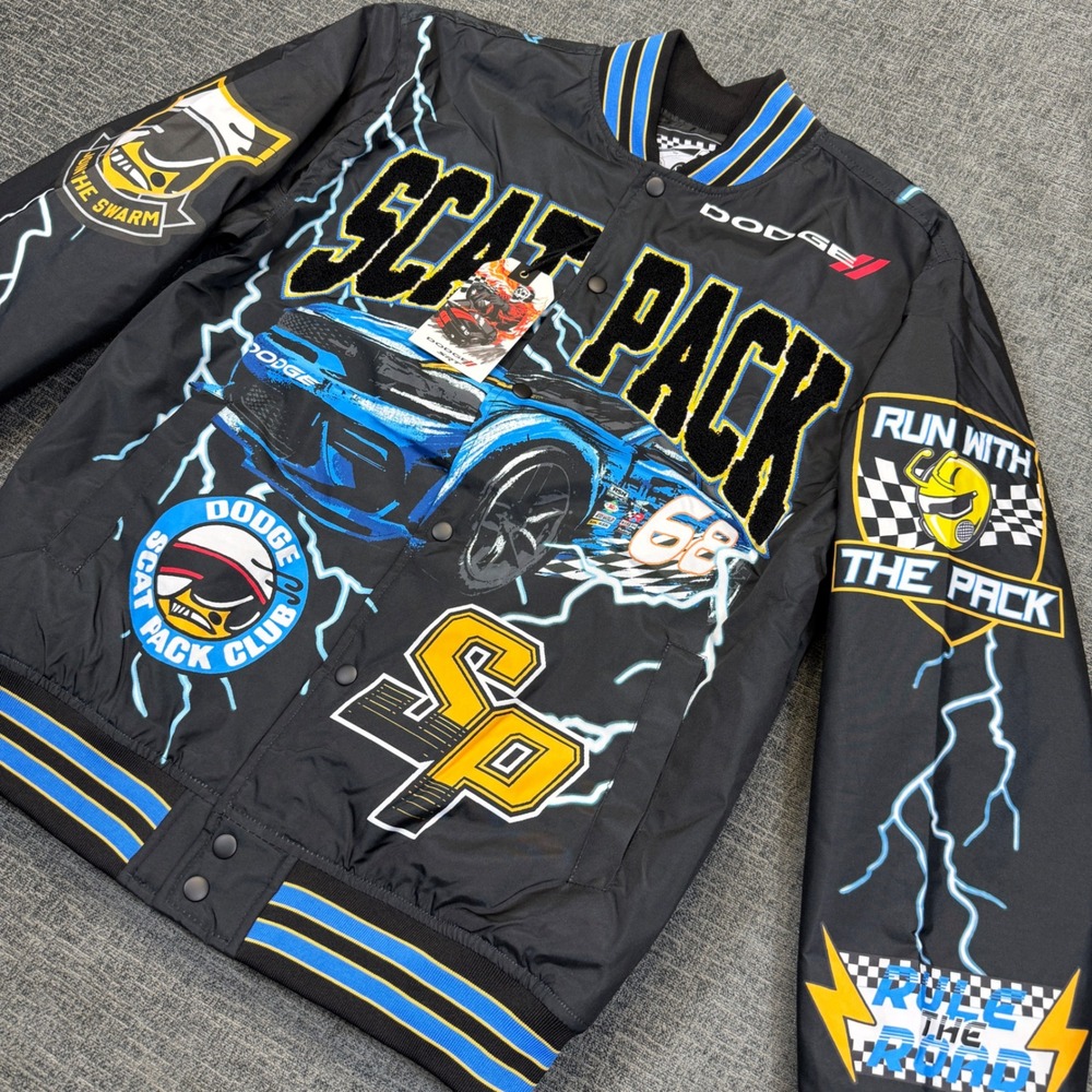 Dodge x Reason Scat Pack Bomber Jacket Mens L Black Limited Edition DGF6KM-804